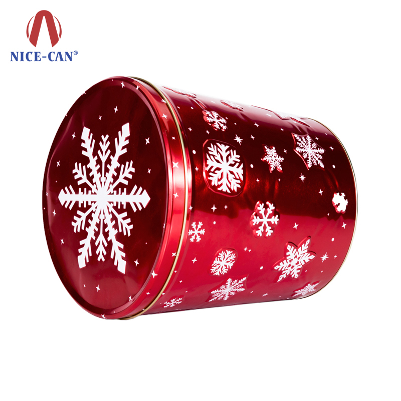 High quality round shape Santa candy packaging tin can christmas metal box