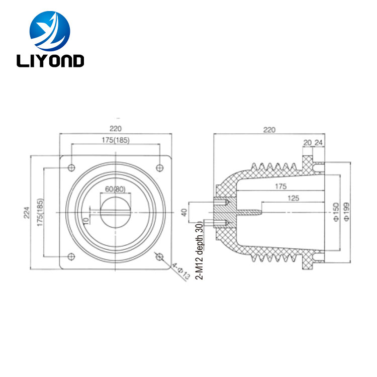 12KV 630A-1250A high voltage epoxy insulation parts spout bushing insulating contact box for KYN switchgear