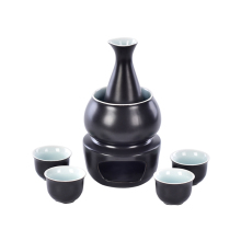 Black Glossy Glaze Sake Set