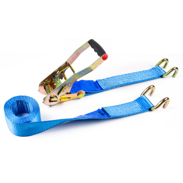 2 &quot;5 Ton 50mm OEM-logotyputskrift Fingerhandtag Ratchet Spänne Tie-remmar med 2 tums Rave Hooks