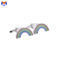 Manschettenknopf aus Edelstahl mit Regenbogen-Design und Emaille