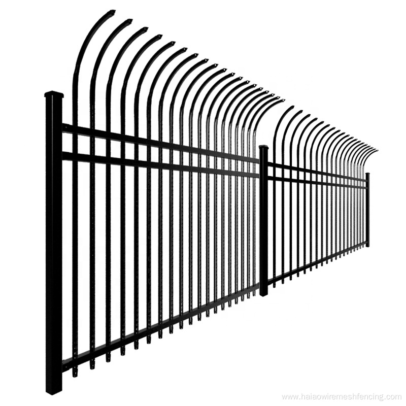 Decorative curved spear steel fencing wrought iron fences
