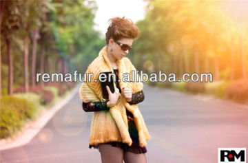 Luxury genuine knitted Mink Fur Poncho Fur Capel for women