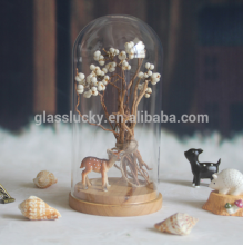 high quality fancy clear glass dome cover with wooden support for wedding decoration,glass dome,glass dome jars.jars,dome cover