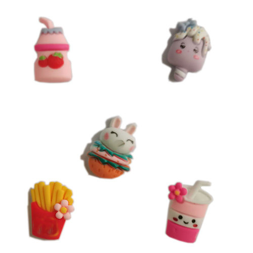 Kawaii Miniature Chips Alimentaires Boire Hamburger Popsicle Résine Dos Plat Cabochon Pour Art Fourniture Décoration Charme Artisanat