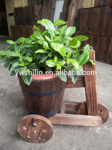 garden flower wooden barrow / wooden flower pot / flower box wood planter boxes / wooden flower shelf