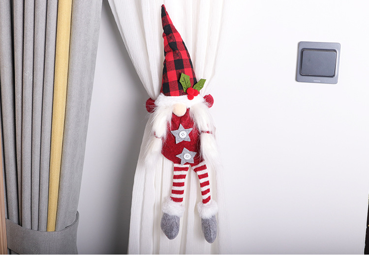 Christmas Decorative Felt Doll Curtain Buckle Curtain Holding Amazon Long Leg Faceless Doll Christmas Supplies