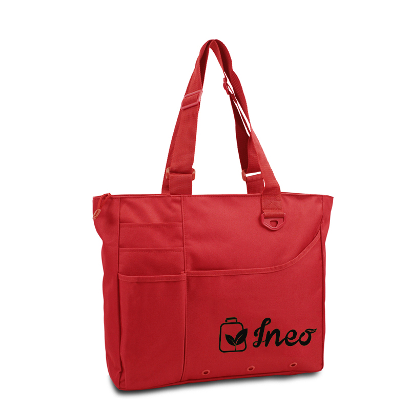 Custom Utility Conference Logo Print Zipper Tote Bag With Adjustable Handles Shopping Bag