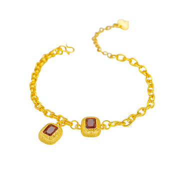 Gold-Plated Ruby Bracelet: A Stylish, Trendy Fashion Jewelry Gift with Elegance