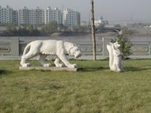 White Marble Door Lions (MAM-002)