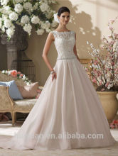 2 colors satin lace halter scoop neck wedding dress gowns