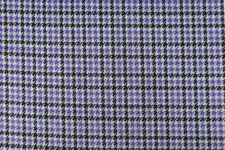 Purple houndstooth knitted polyester fabric with three colours stocklots