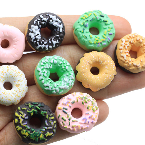 100 Uds simulación Donuts Flatback resina cabujón Kawaii comida en miniatura DIY teléfono caja decoración Scrapbooking artesanía suministro