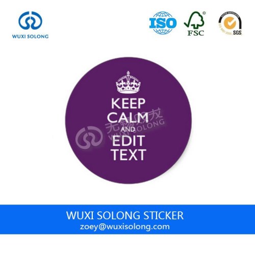 Custom Printed Round Shape Vinyl Sticker, cheap round vinyl sticker from WuXi