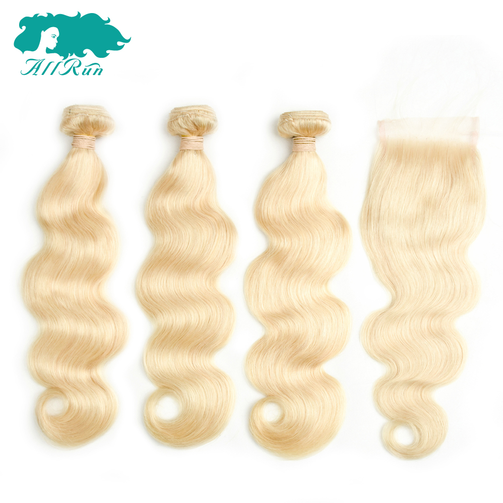 10A 613# 3 Pieces 100g Hair Bundles With One Piece 4*4 613# Lace Closure No Tangle No Shed Very Soft ,100% Brazilian Human Hair
