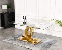 Modern Glass Dining Table with metal Base