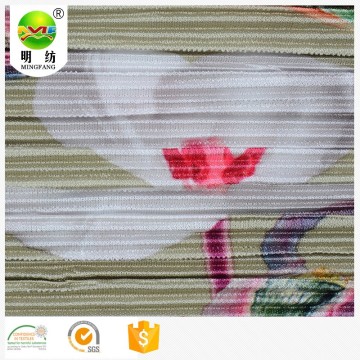 Wholesale 100% polyester print pleated tulle knitted fabric