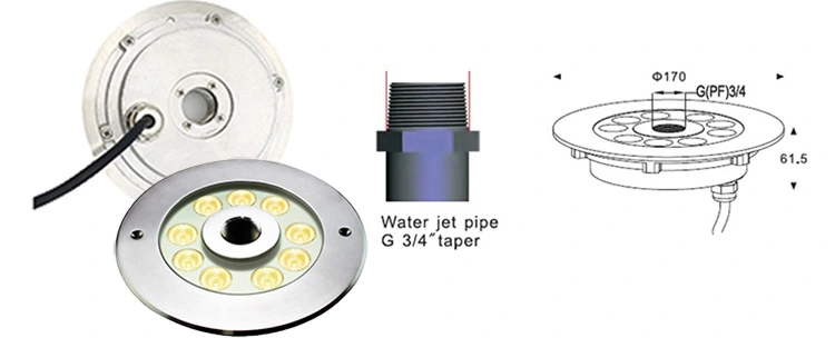 9W 27W IP68 Indoor LED Underwater Fountain Nozzles Light