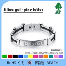 2015 Wholesale fashion Silicone and Stainless steel bangles,stainless steel buckle, fashion bangles for women and men