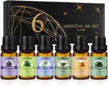 100% Natural massage Essential Oils set 6 bottles gift set - Lavander ,lemon, Eucalptus and peppermint oil- 10ml