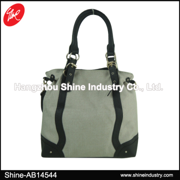PU Handle Fabric Tote Handbag/Weekend Bag