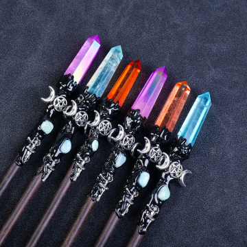 Wholesale Natural Healing Handmade Aura Crystal Point Magic Wand for Gift Decoration