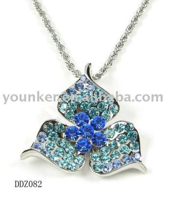 2012 Fashion Imitation Jewelry Blue Rhinestone Crystal Necklace,Rhinestone Necklace