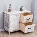 Distressed White Paulownia Wood Shabby Storage Cabinet