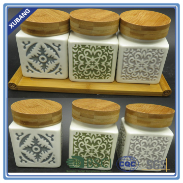 Classical Pattern Ceramic Canisters Kitchen airtight jar