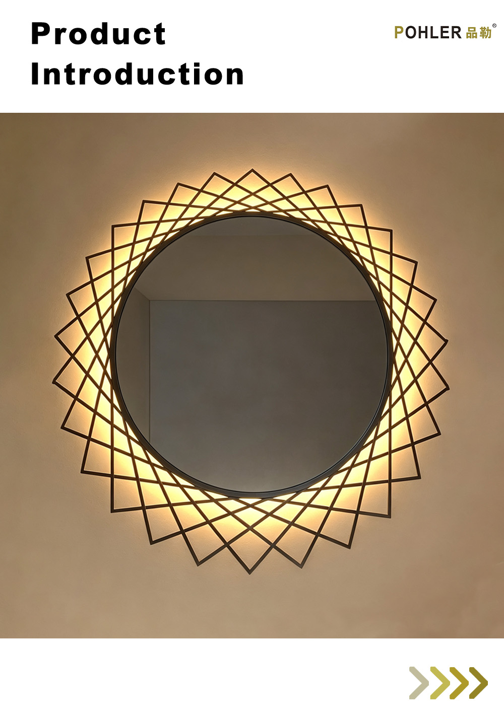 D037 Круглое светодиодное декоративное зеркало Sunburst X D037 Sunburst Round LED Decor Mirror X
