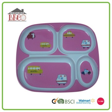 Anti broken home plastic 4 compartment children divided plate