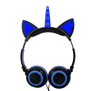 Cute Unicorn Cat Ears iluminando los auriculares para niños Auriculares