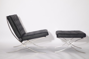 Leather Barcelona chair and stool replica YADEA