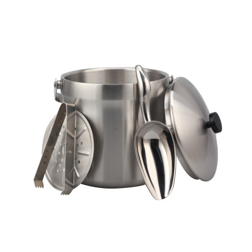 Stainless Steel Ice Bucket Set with Plastic Knob