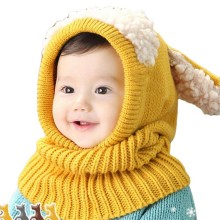 Cute puppy shawl baby one-piece hat woolen hat
