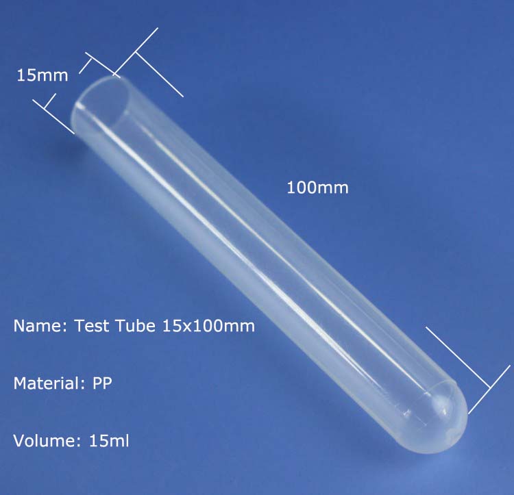 Plastic test tube with screw cap