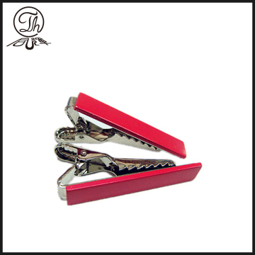 Skinny red blank tie bar metal