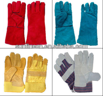 16 inch leather weld protective work gloves gauntlet cow leather protective hand gloves reinforced double palm
