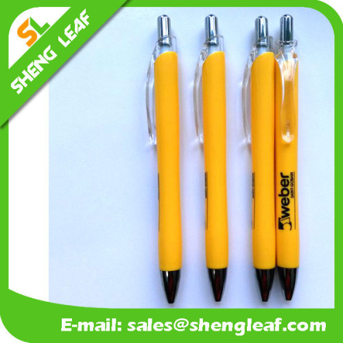 Yellow ball pen with black writing