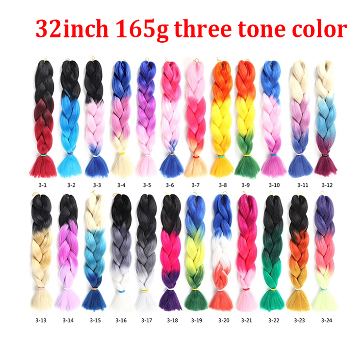 Wholesale packaging Synthetic Jumbo Braid 100 Color 24 inch Jumbo Braiding Hair