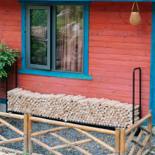 Black Metal Heavy Duty Firewood Rack: Outdoor and Indoor Storage Solution for 11.5ft Firewood Logs