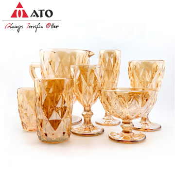 Wine Glass Machine made embossed wine glass set