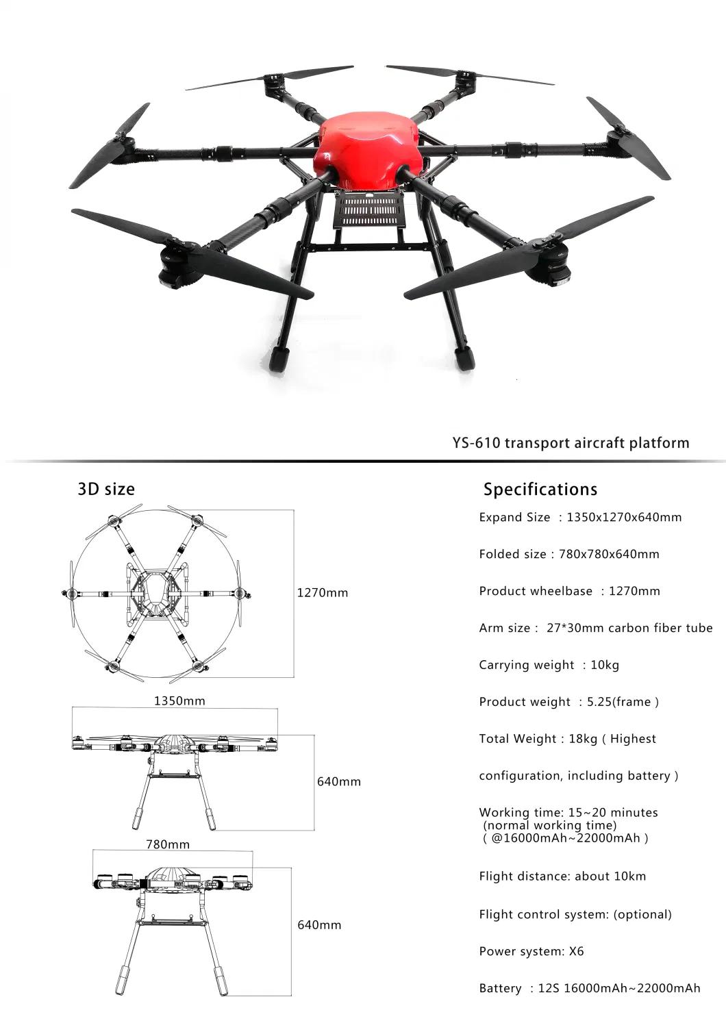 Professional Heavylong Rangetransport Cargo Customized Delivery Crop Drone for Agriculture