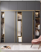 Mirrored wardrobe with drawers