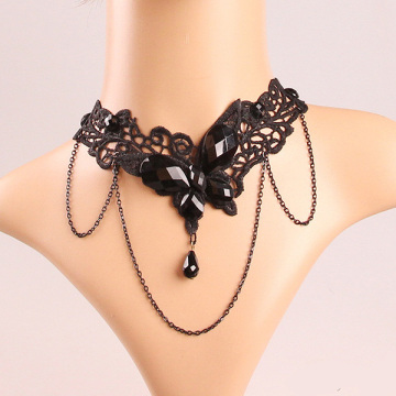 Black Lace Butterfly Decorative Jewelry Necklace