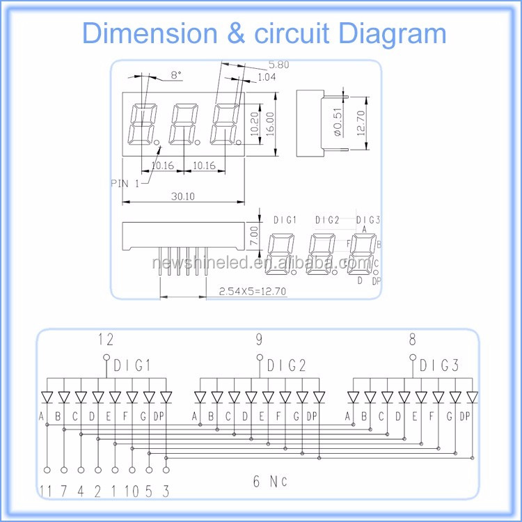 Good price led 7 segment display DIP 0.40 inch red seven segment display triple 3 digits display 7 segment led manufacturers