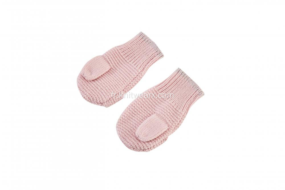 Gants mitaines à nœud en tricot côtelé pour fille