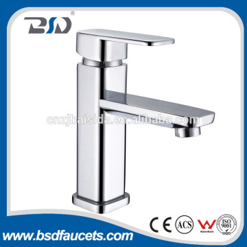 China manufacture CE watermark ACS Certificate chrome golden plated Square brass basin faucet