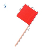 High Quality 30x30cm Traffic Warning Flag with 60cm Wooden Pole: Ideal Safety Flag for Highways and Construction Sites