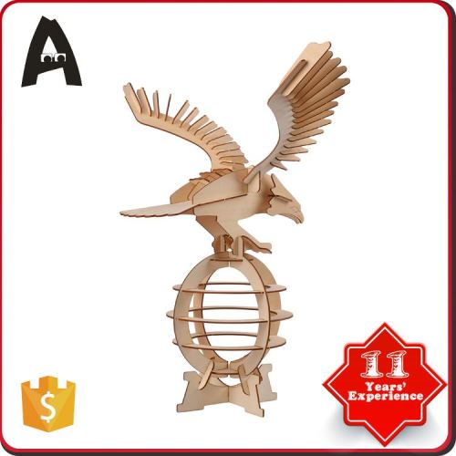 Latest style factory directly diy 3d wooden puzzle crocodile model